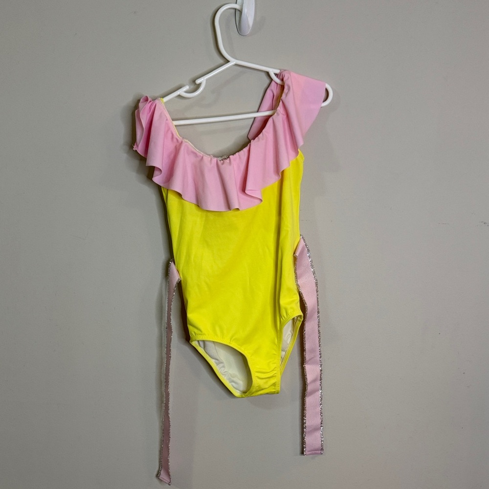 Nessi Byrd Yellow and Pink swimsuit size 8Y
